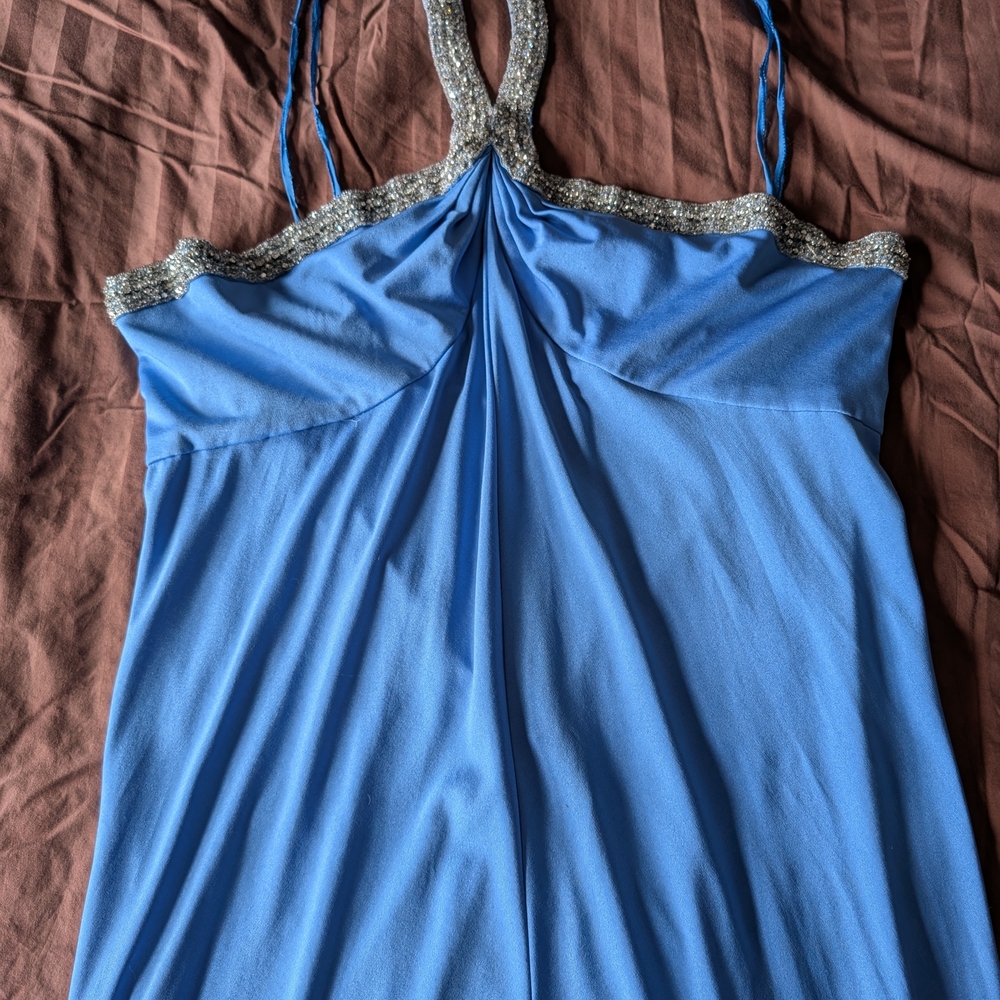 Lord & Taylor Vintage Blue Dress with Silver Detailing sz10